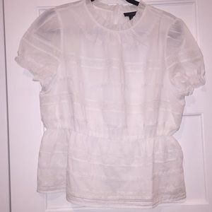 Brand new white daisy-chain peplum blouse